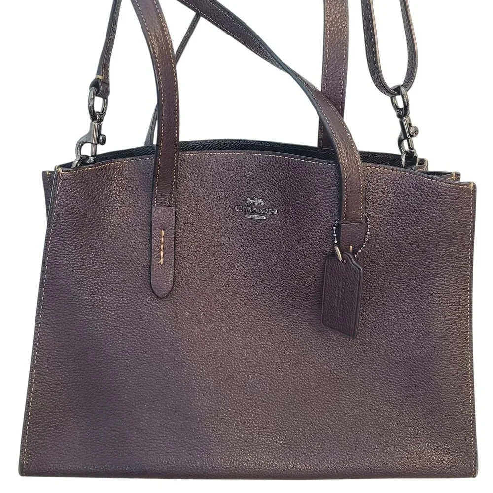 Coach Charlie Carryall Leather Tote Bag Crossbody Shoulder Purse Oxblood 25137